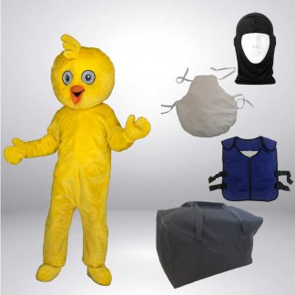 Set Angebot Küken Kostüm + Hygiene Haube + Kissen + Kühlweste + Tasche L